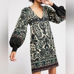 Free People Music & Lyrics Dress Boho Knit Balloon Sleeve Sweater Dress Medium
